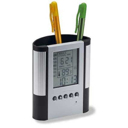 Köcher mit Thermometer und Uhr
