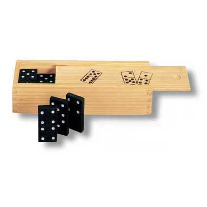 Dominospiel in einer Holzbox