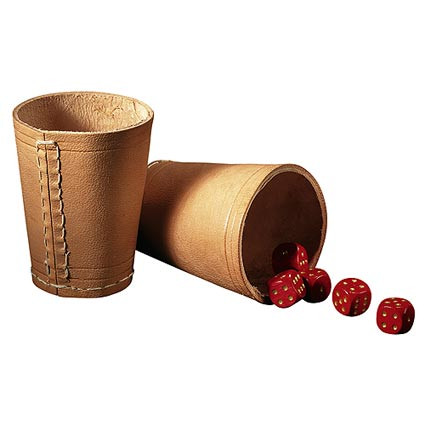 Würfelbecher Leder mit 5 Würfel